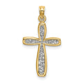 14k w/ Rhodium Filigree Cross Charm