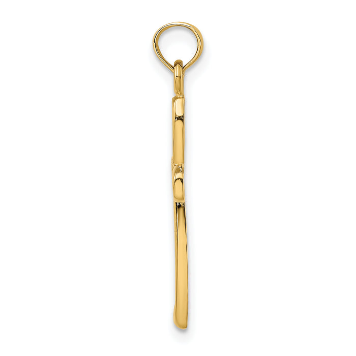 14k w/ Rhodium Filigree Cross Charm