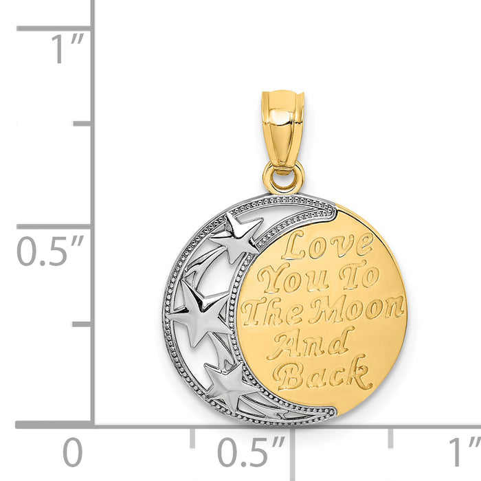14K w/ Rhodium LOVE YOU TO THE MOON AND BACK Pendant