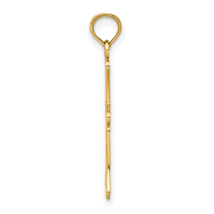 14K W/ Rhodium Textured Cross Charm