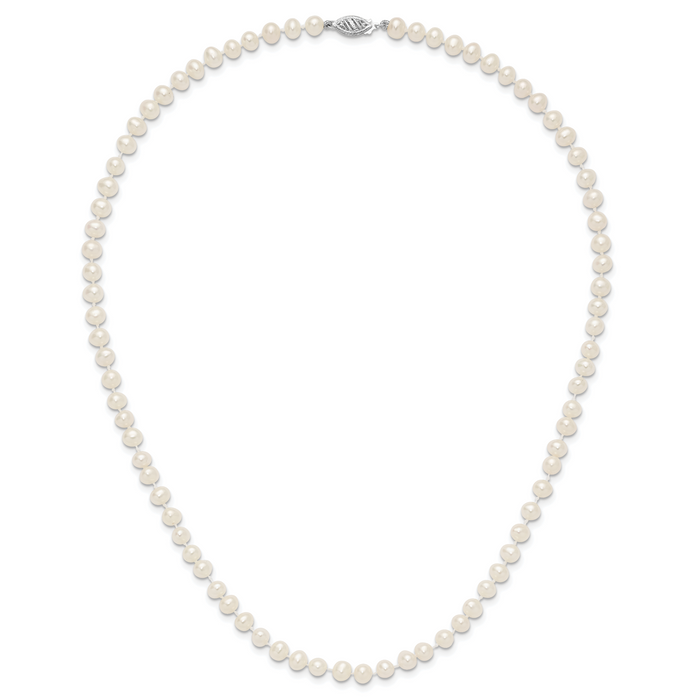 14k WG 5-6mm Near Rnd Wht Freshwater Cultured Pearl 18in Necklace