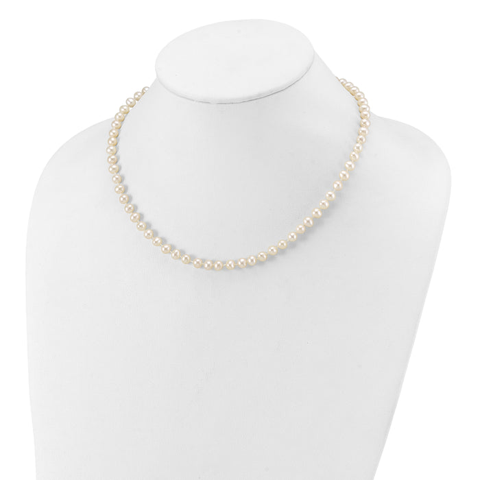 14k WG 5-6mm White Near Round Freshwater Cultured Pearl Necklace
