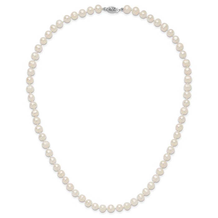 14k WG 6-7mm Near Rnd Wht Freshwater Cultured Pearl 18in Necklace