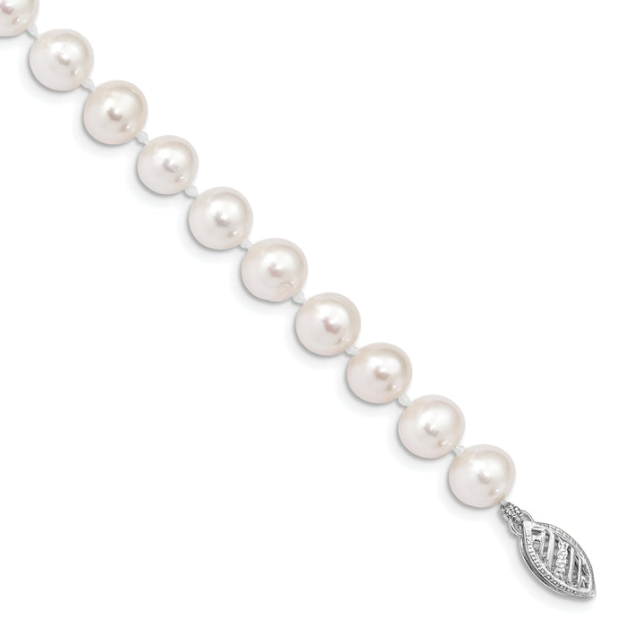 14k WG 6-7mm Near Rnd Wht Freshwater Cultured Pearl 7.5in Bracelet