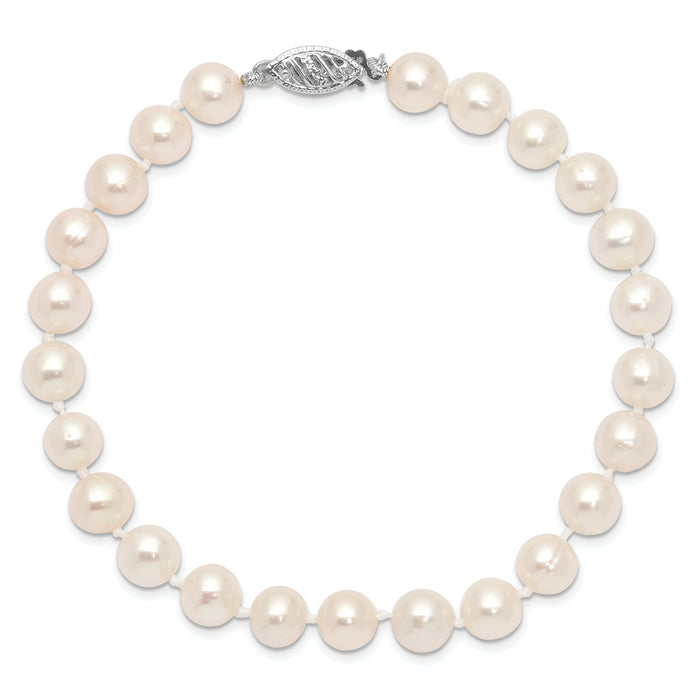 14k WG 6-7mm Near Rnd Wht Freshwater Cultured Pearl 7.5in Bracelet