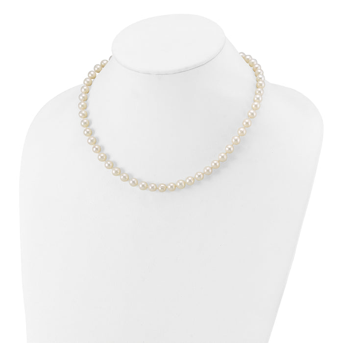 14k WG 6-7mm White Near Round Freshwater Cultured Pearl Necklace