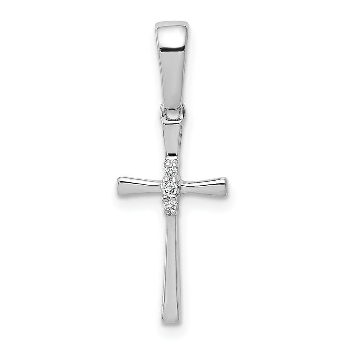 14k White Gold .02ct. Diamond Cross Pendant
