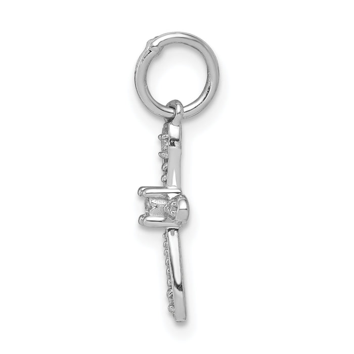 14k White Gold .03ct. Diamond Cross Charm