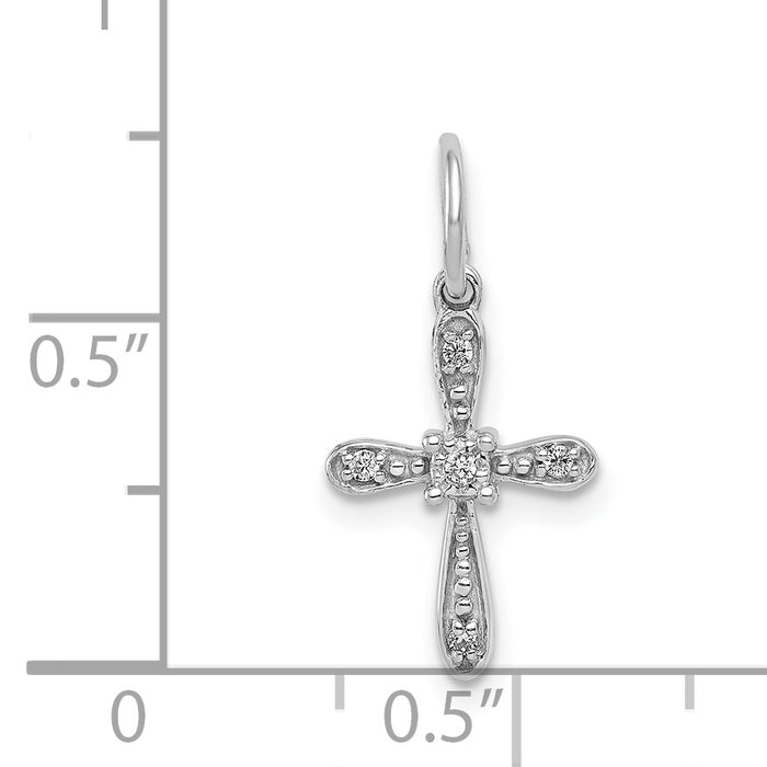14k White Gold .03ct. Diamond Cross Charm
