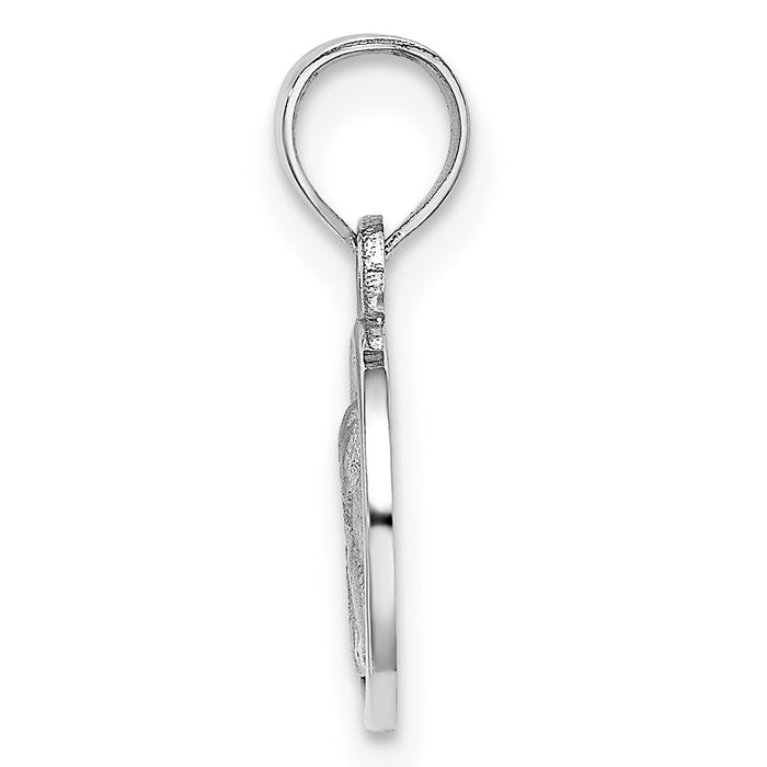 14k White Gold 10mm Engraved Angel Coin Charm