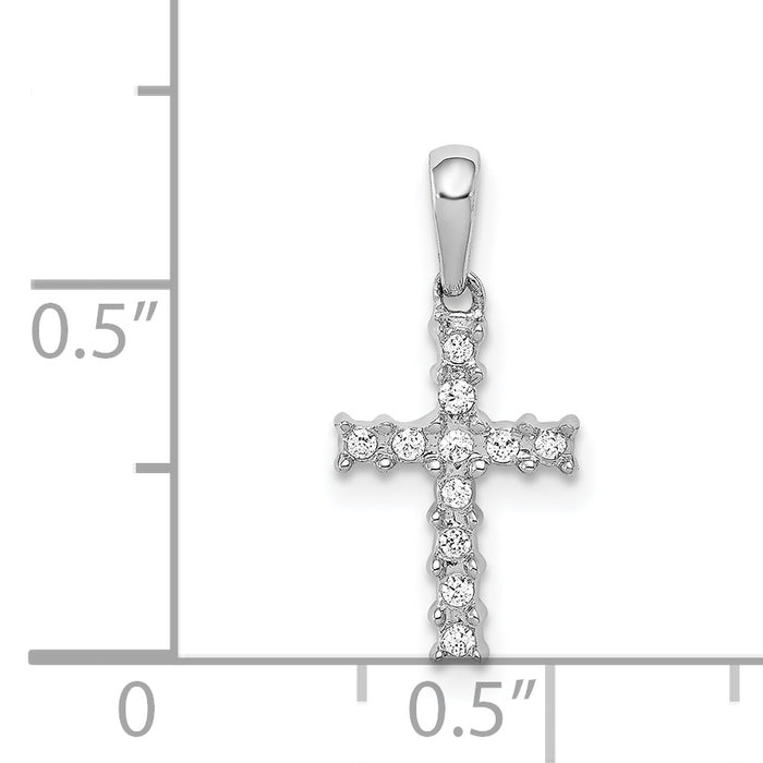 14k White Gold 1/20ct. Diamond Latin Cross Pendant
