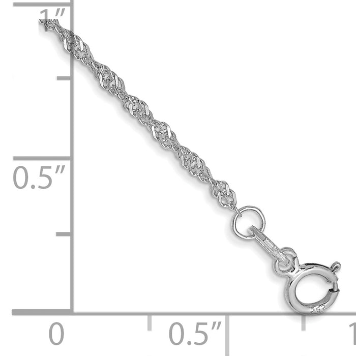 14k White Gold 1.4mm Singapore Chain Anklet