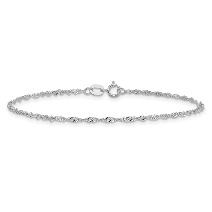 14k White Gold 1.4mm Singapore Chain Anklet