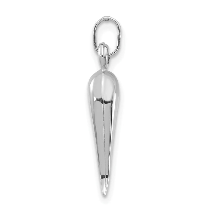 14k White Gold 3D Italian Horn Charm