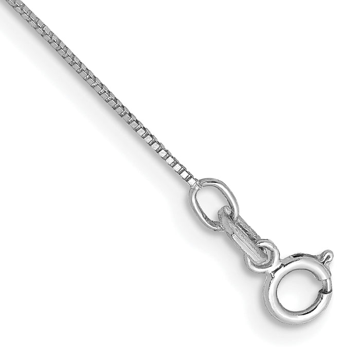 14k White Gold .5mm Box with Spring Ring Clasp Chain Anklet