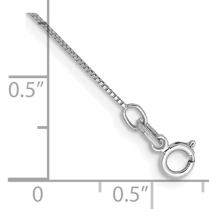 14k White Gold .5mm Box with Spring Ring Clasp Chain Anklet