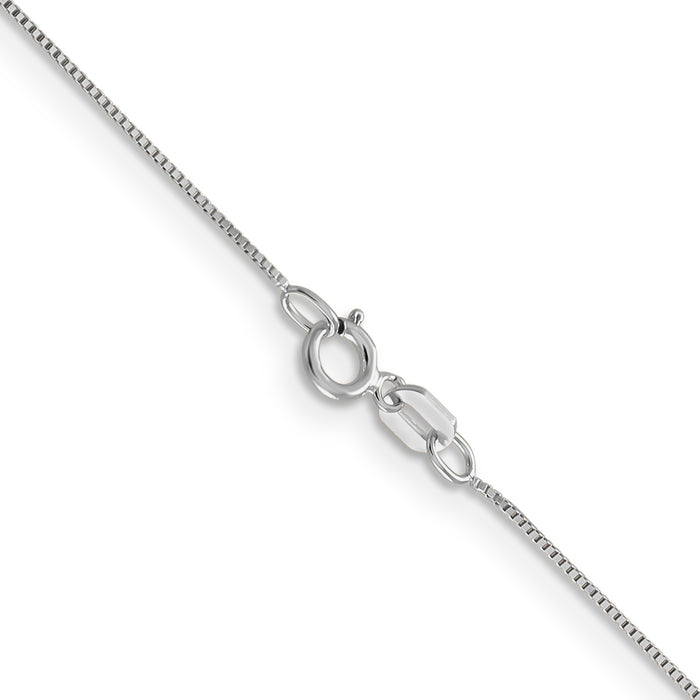 14k White Gold .5mm Box with Spring Ring Clasp Chain