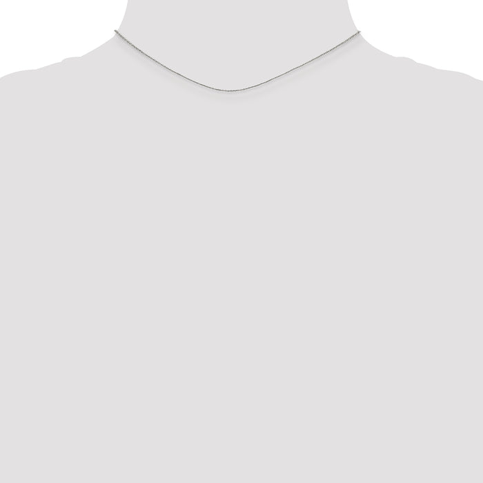 14k White Gold .6mm D/C Round Open Link Cable Chain
