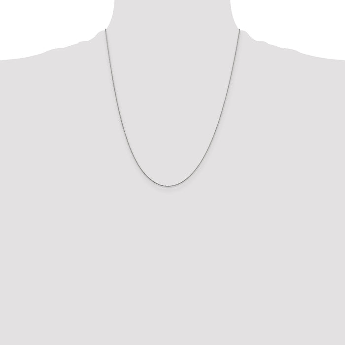 14k White Gold .6mm D/C Round Open Link Cable Chain