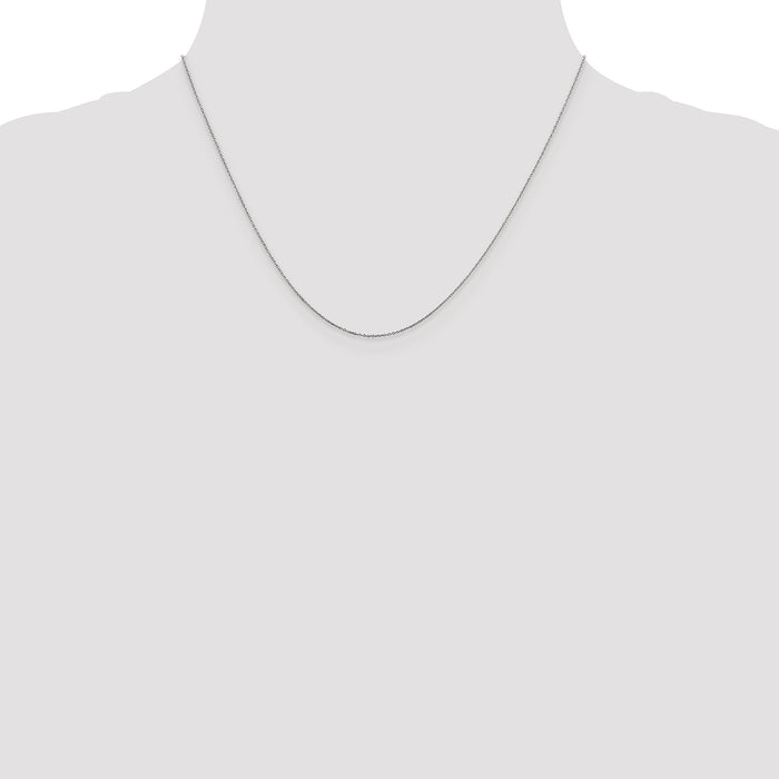 14k White Gold .6mm D/C Round Open Link Cable Chain
