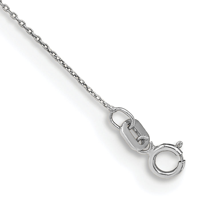 14k White Gold .75mm Round Open Link Cable Chain Anklet