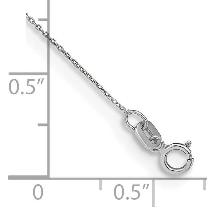 14k White Gold .75mm Round Open Link Cable Chain Anklet