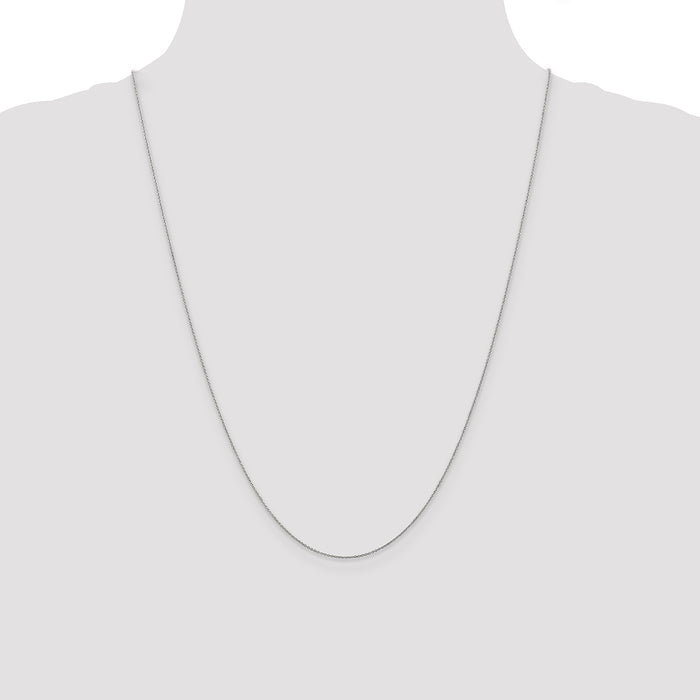 14k White Gold .75mm Round Open Link Cable Chain