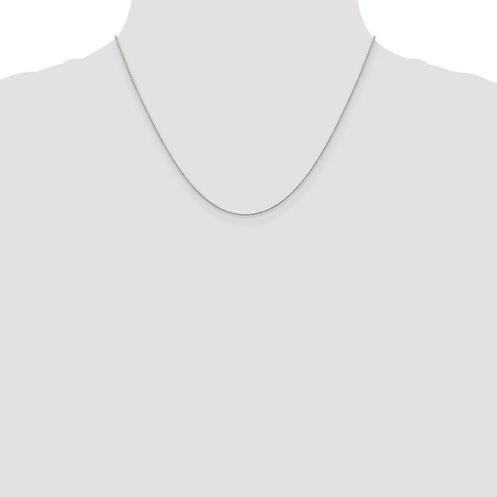 14k White Gold .75mm Round Open Link Cable Chain