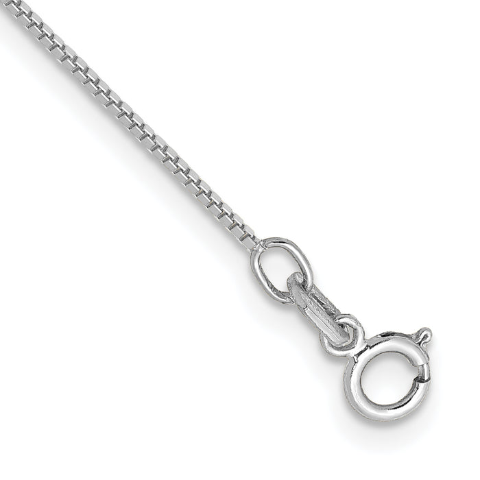 14k White Gold .7mm Box with Spring Ring Clasp Chain Anklet