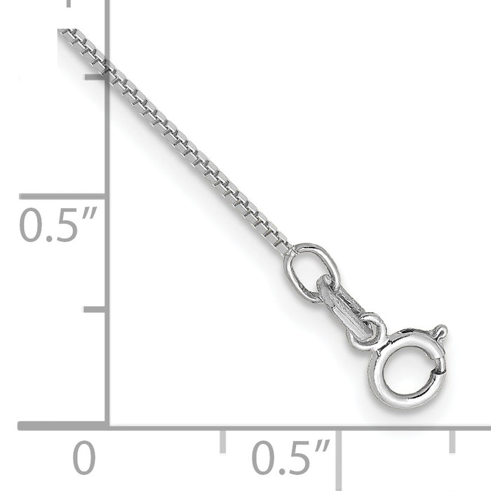 14k White Gold .7mm Box with Spring Ring Clasp Chain Anklet