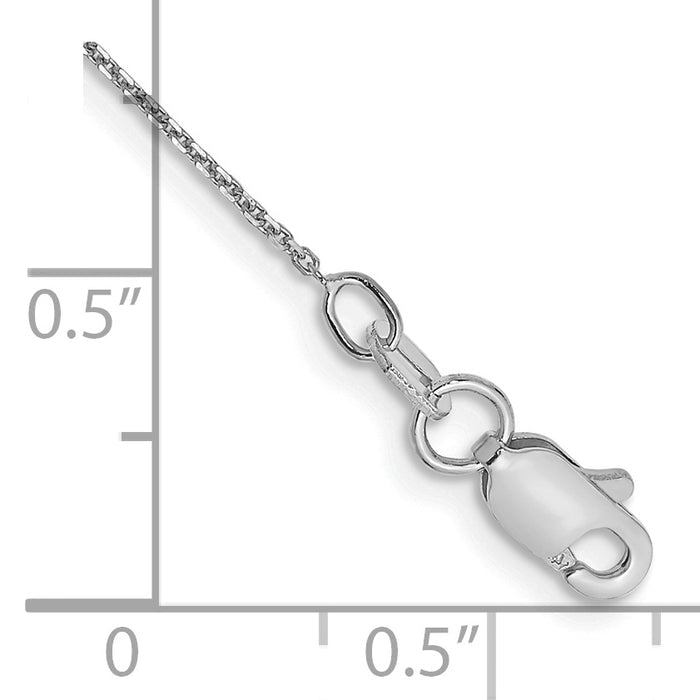 14k White Gold .8mm D/C Round Open Link Cable Chain Anklet