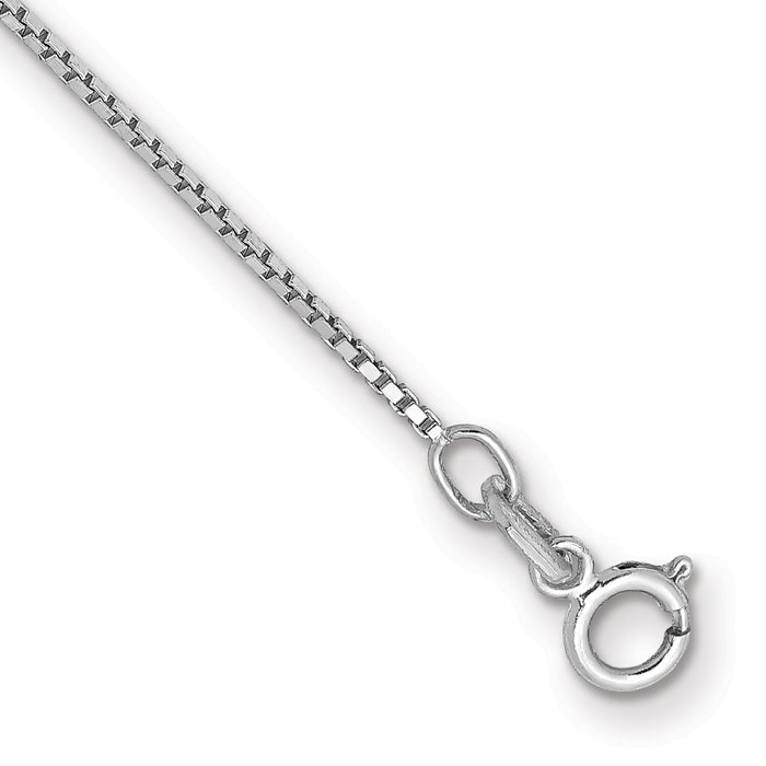 14k White Gold .9mm Box with Spring Ring Clasp Chain