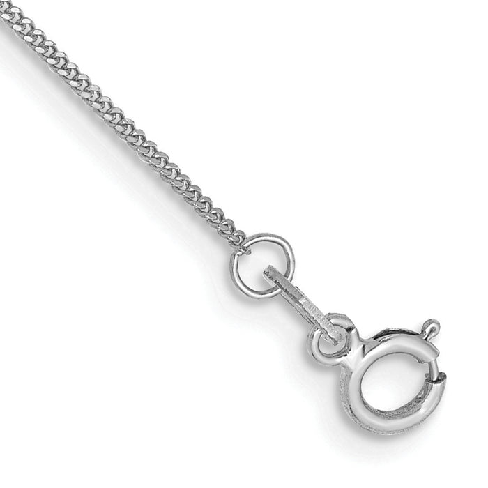 14k White Gold .9mm Curb Chain Anklet