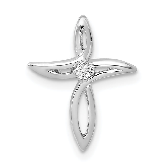 14k White Gold AA Diamond Cross Pendant