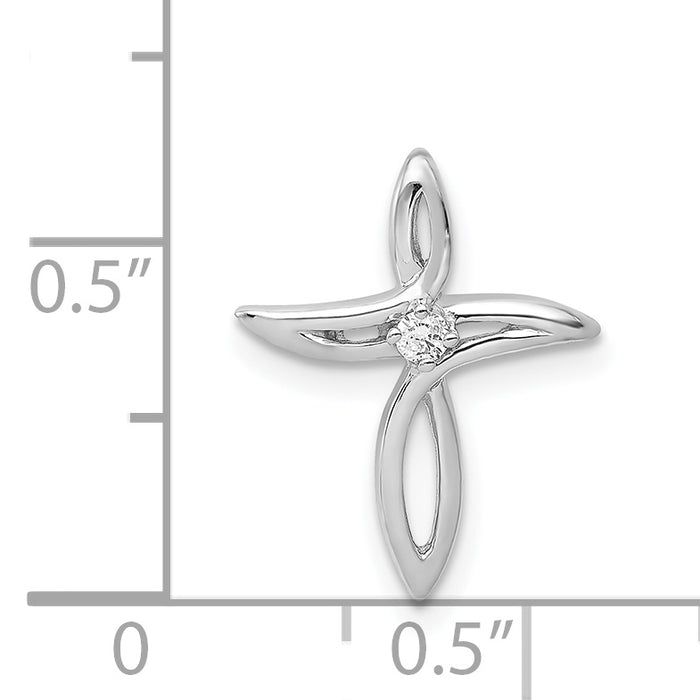 14k White Gold AA Diamond Cross Pendant