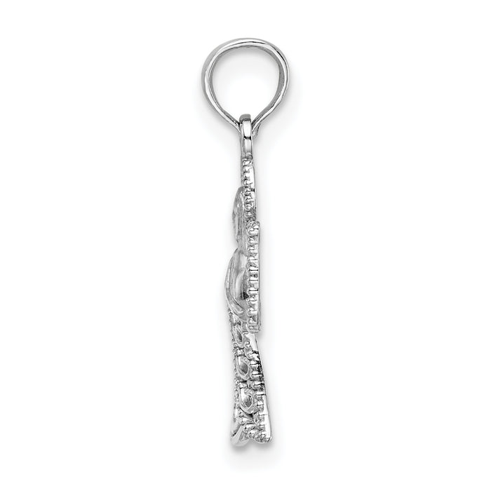 14k White Gold Angel Pendant