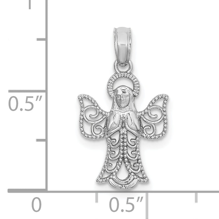 14k White Gold Angel Pendant