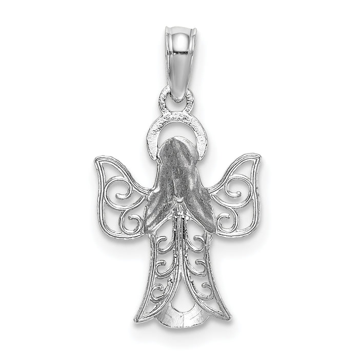 14k White Gold Angel Pendant
