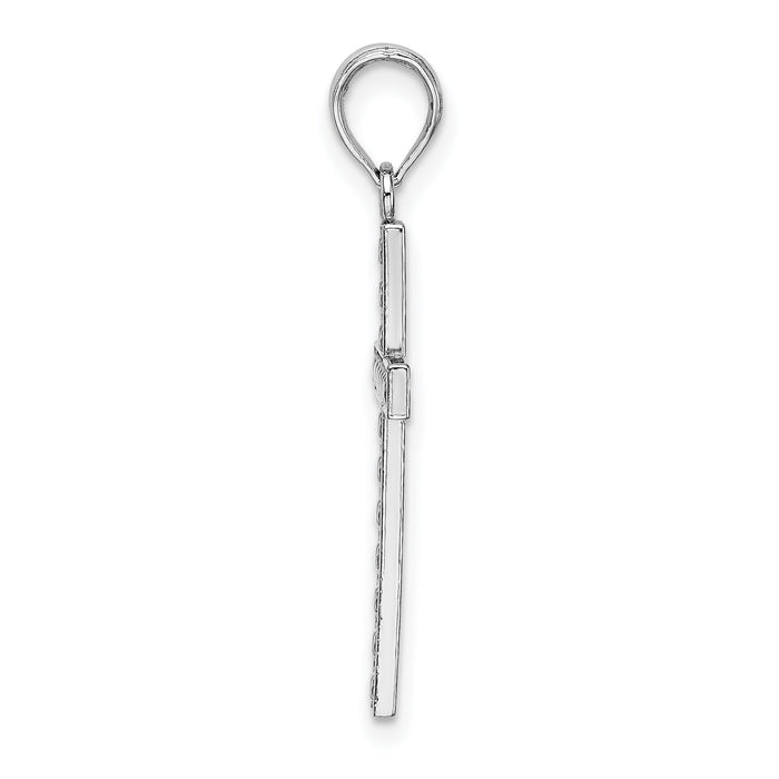 14K White Gold Beaded Block Cross Charm