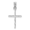 14K White Gold D/C and Polished Cross Charm