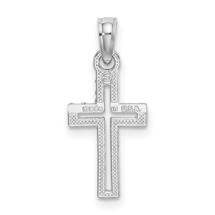 14K White Gold D/C Cross Charm