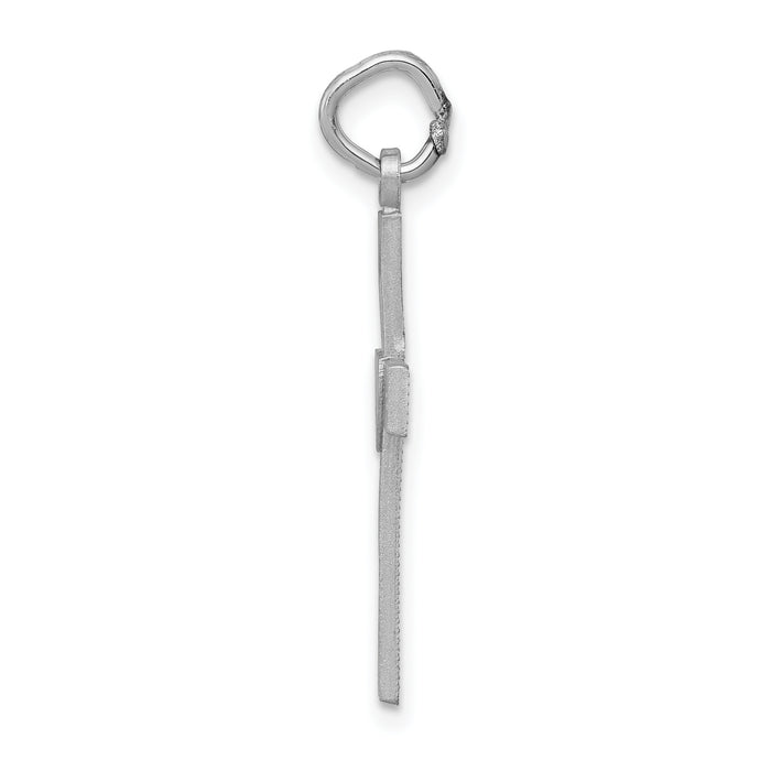 14k White Gold Diamond-cut Latin Cross Charm