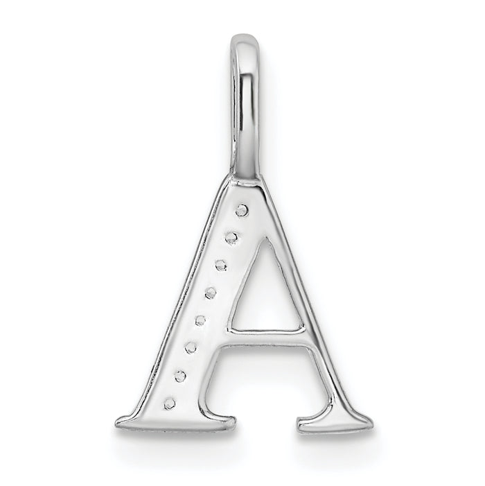 14K White Gold Diamond Letter A Initial Pendant