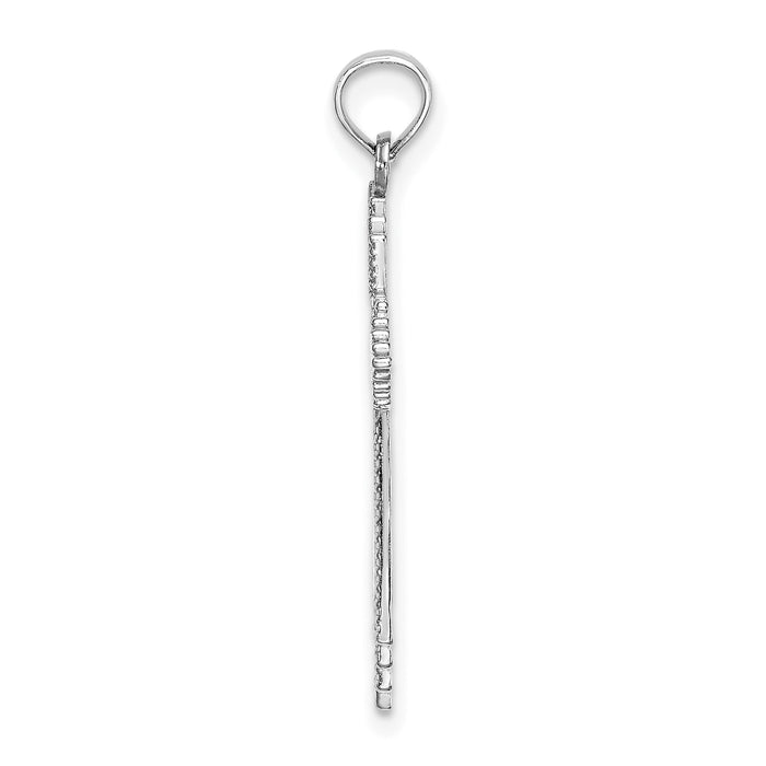 14K White Gold Fancy D/C Cross Charm