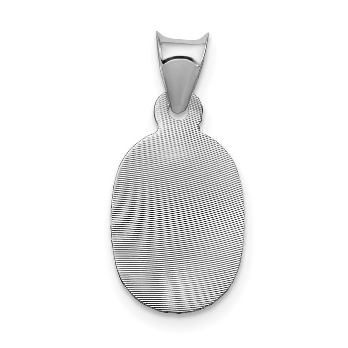 14k White Gold Our Lady of Guadalupe Semi-solid Oval Pendant