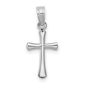 14K White Gold Polished Beveled Cross w/ Round tips Charm
