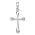 14K White Gold Polished Beveled Tip Cross Charm
