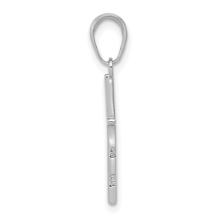 14k White Gold Polished Cross Pendant