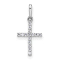 14k White Gold Polished CZ Cross Pendant
