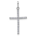 14k White Gold Polished CZ Cross Pendant